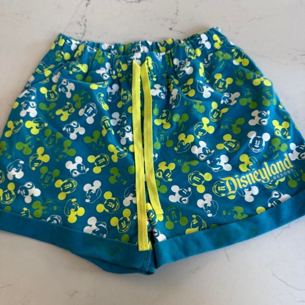 Disneyland Resort Mickey Mouse Lounge Shorts Womens Small Blue Green Disney